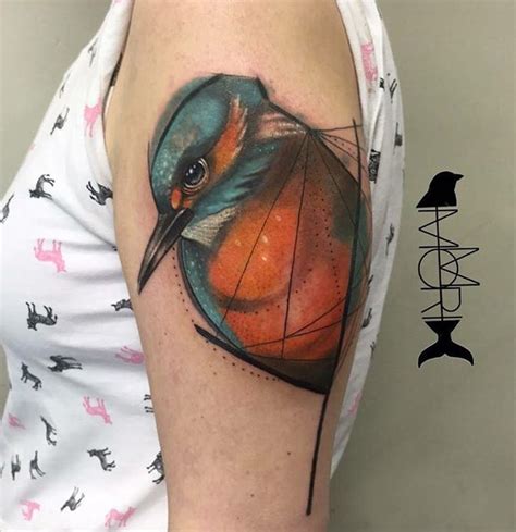 Graceful Kingfisher On Womans Arm .